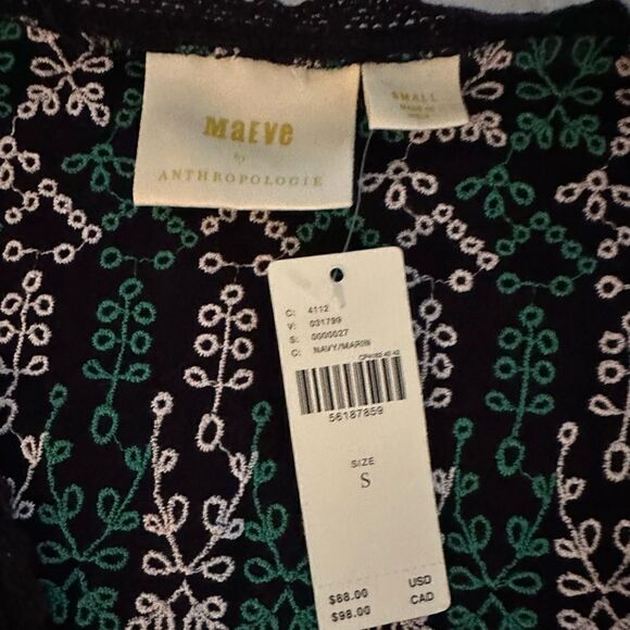 Anthropologie Mauve sleeveless and embroidered top. - Picture 2 of 4